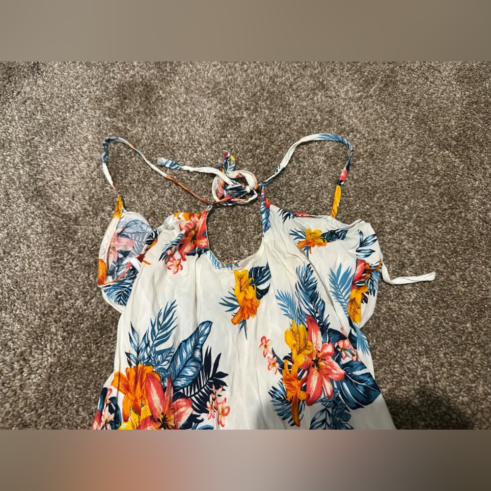 Emory Park Blue and Orange Hawaiian Patterned midi slip dress. - Picture 10 of 13